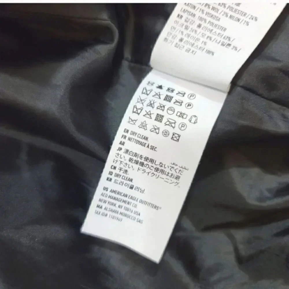 American Eagle Buffalo Plaid Trench Car Coat in Black/Gray Check Size Large